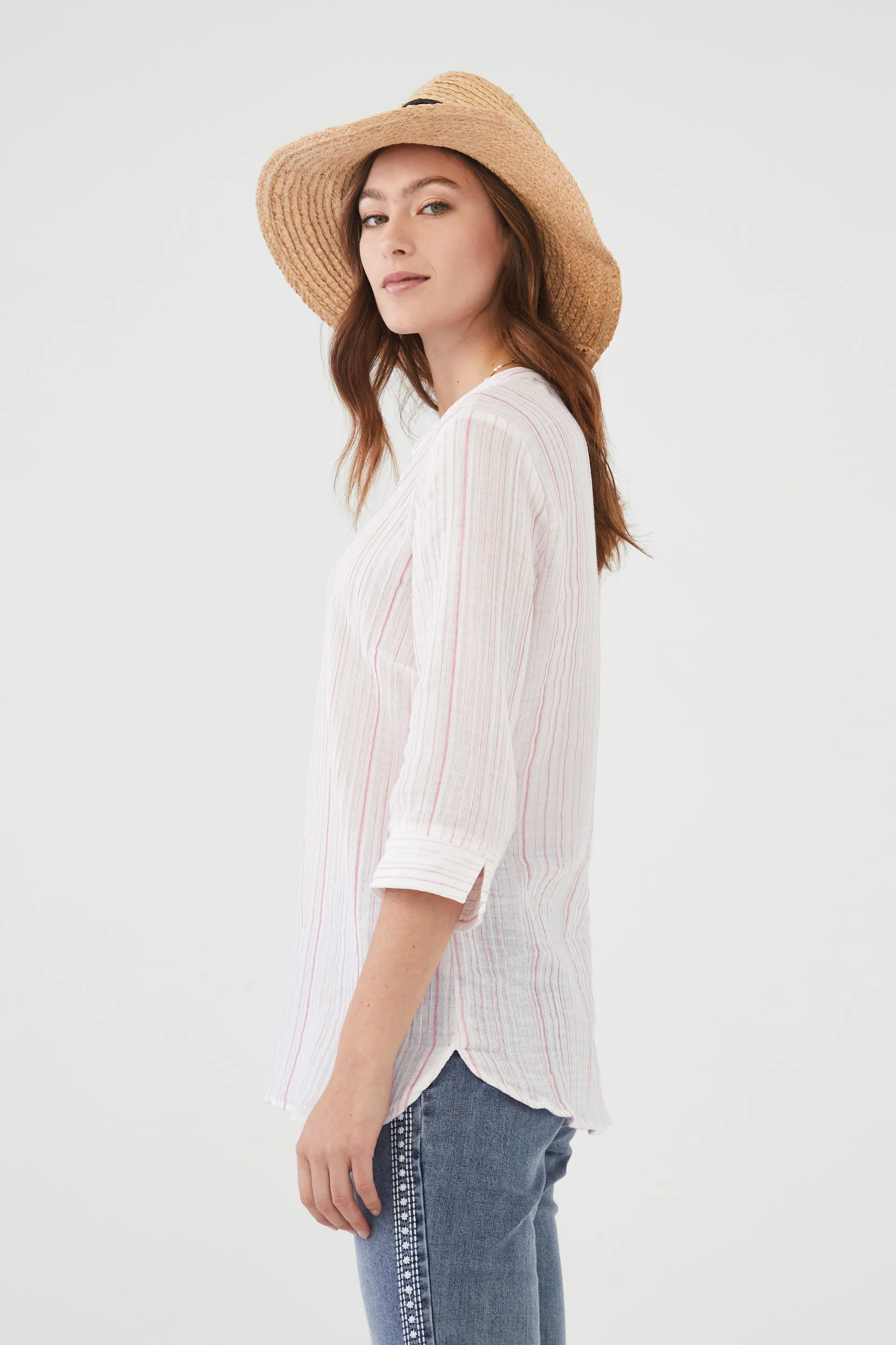 3/4 Sleeve Textured Tunic