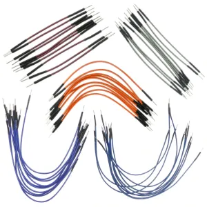 50 Piece Set of Male to Male Breadboard Jumper Wire, Lengths of 2" to 8", Assorted Colors