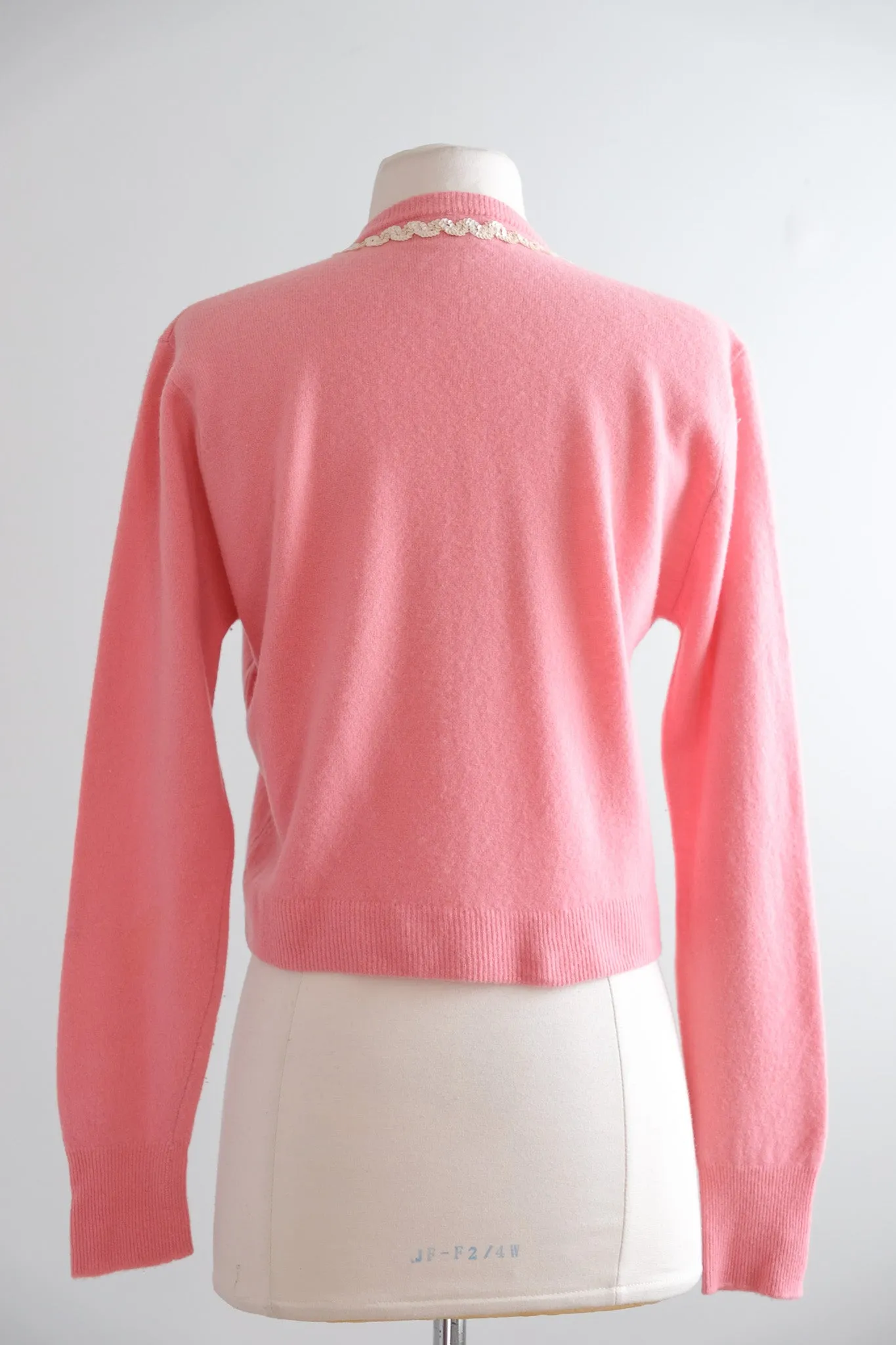 Absolutely Darling 1950's Baby Pink Wool Cardigan Sweater/ Sz M