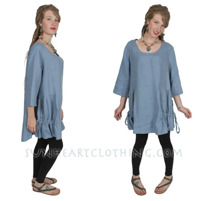 Animale Linen Lagenlook Tunic Top Ruched Boho Hippie Chic XL - XXL