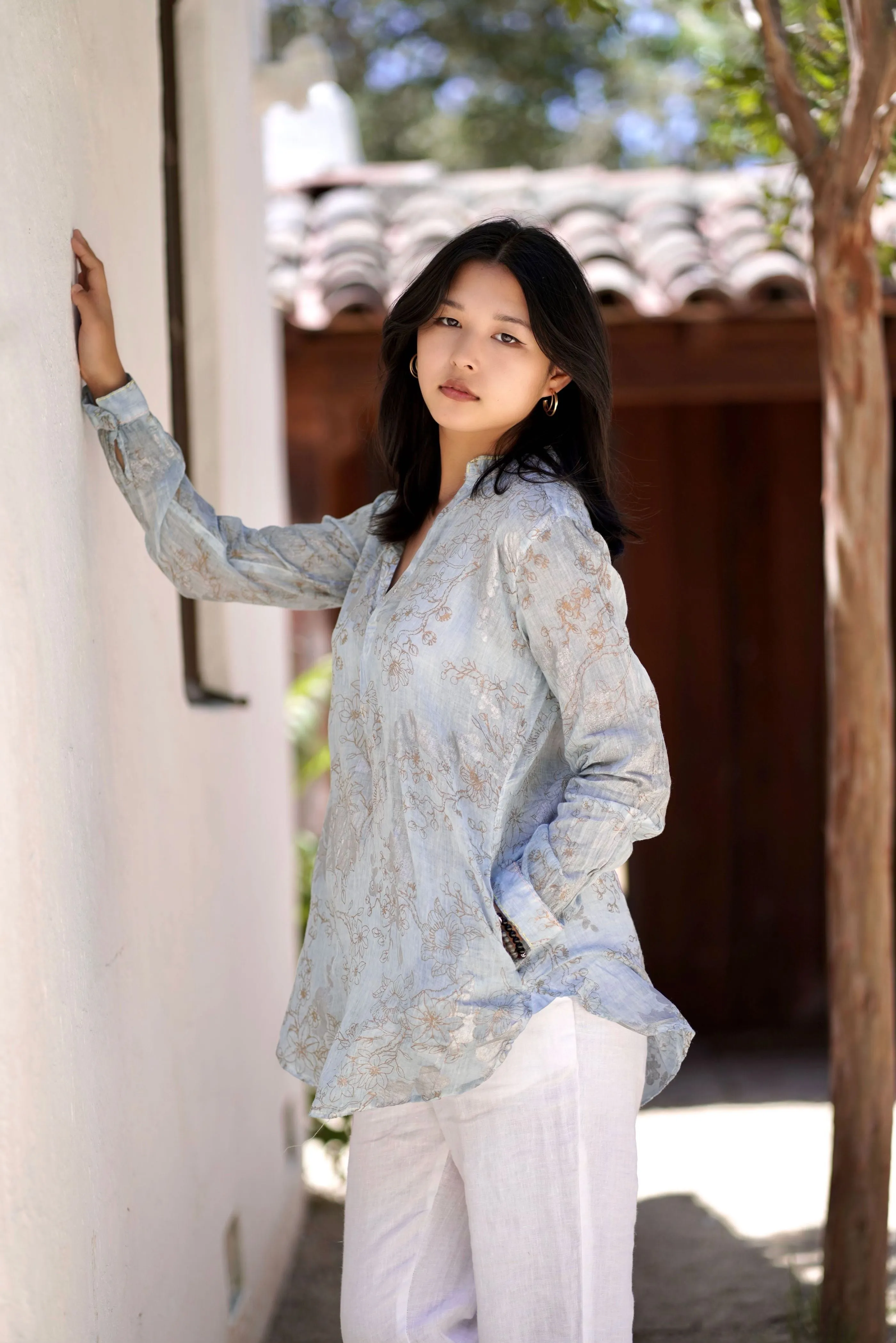 Anoushka Foil Printed Top Silver