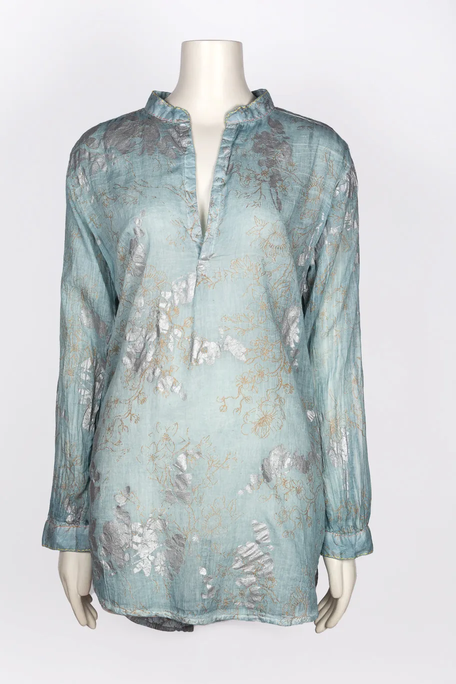 Anoushka Foil Printed Top Silver