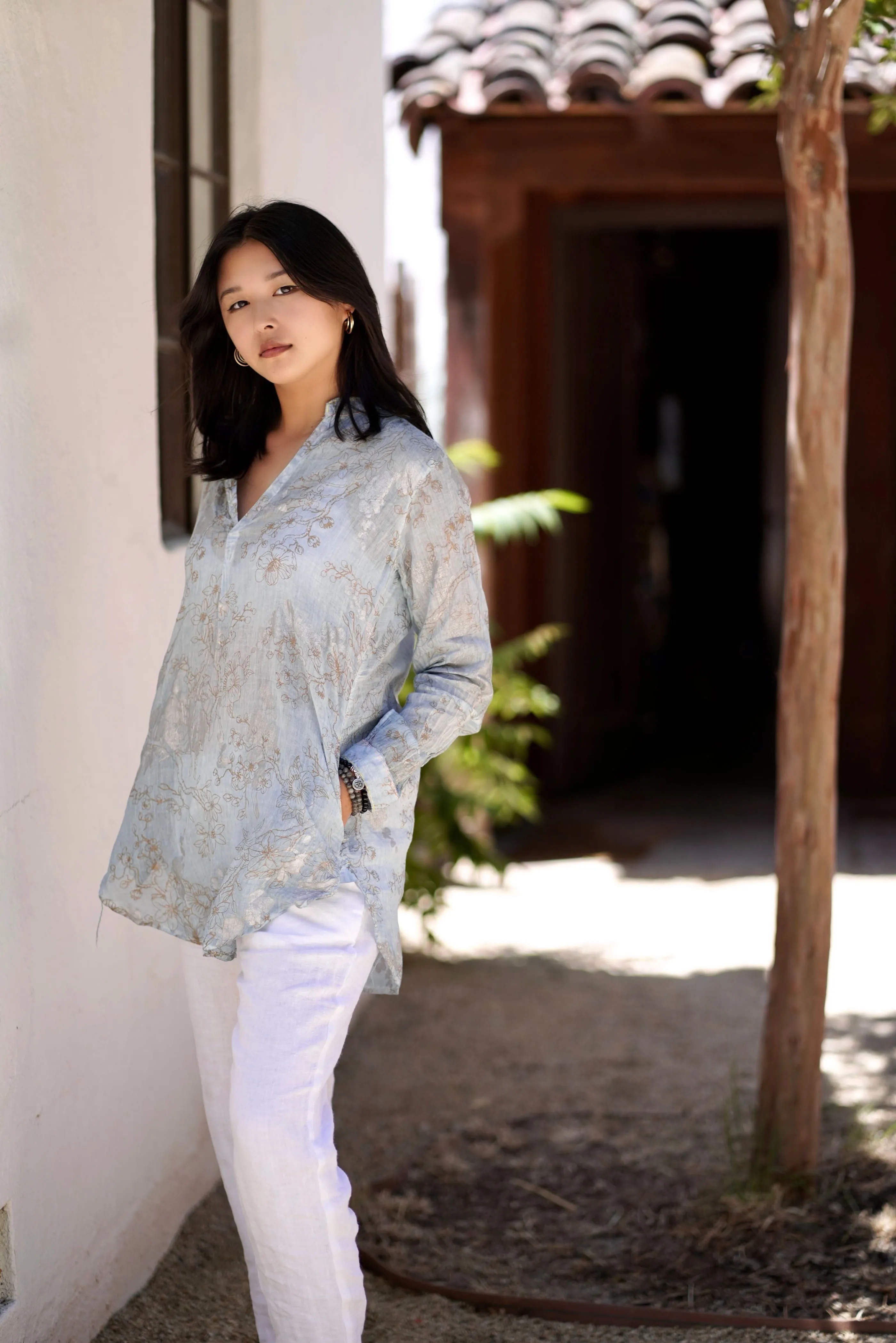 Anoushka Foil Printed Top Silver