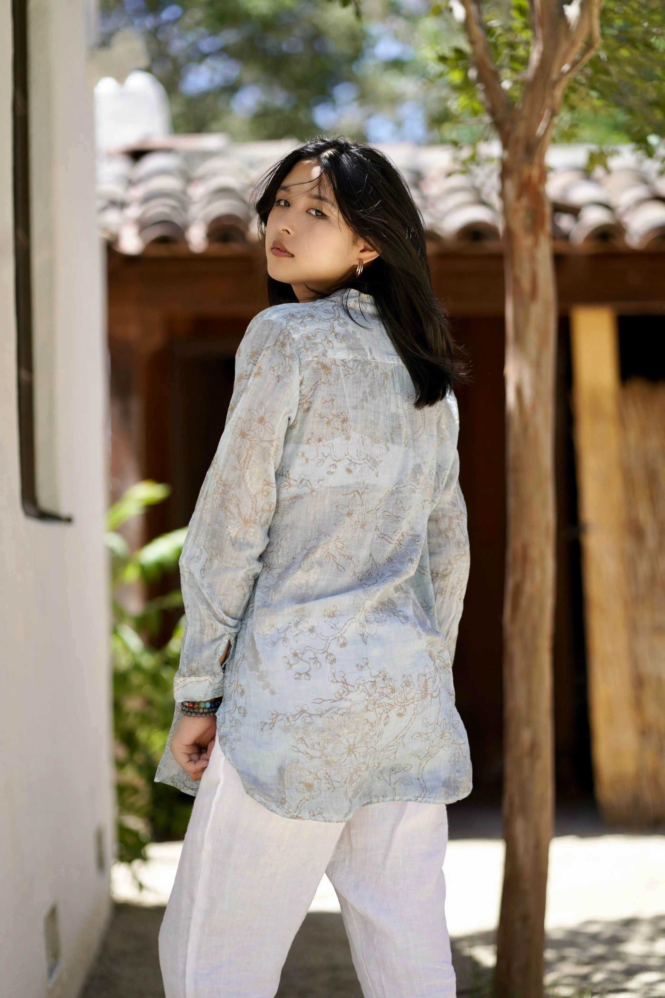 Anoushka Foil Printed Top Silver