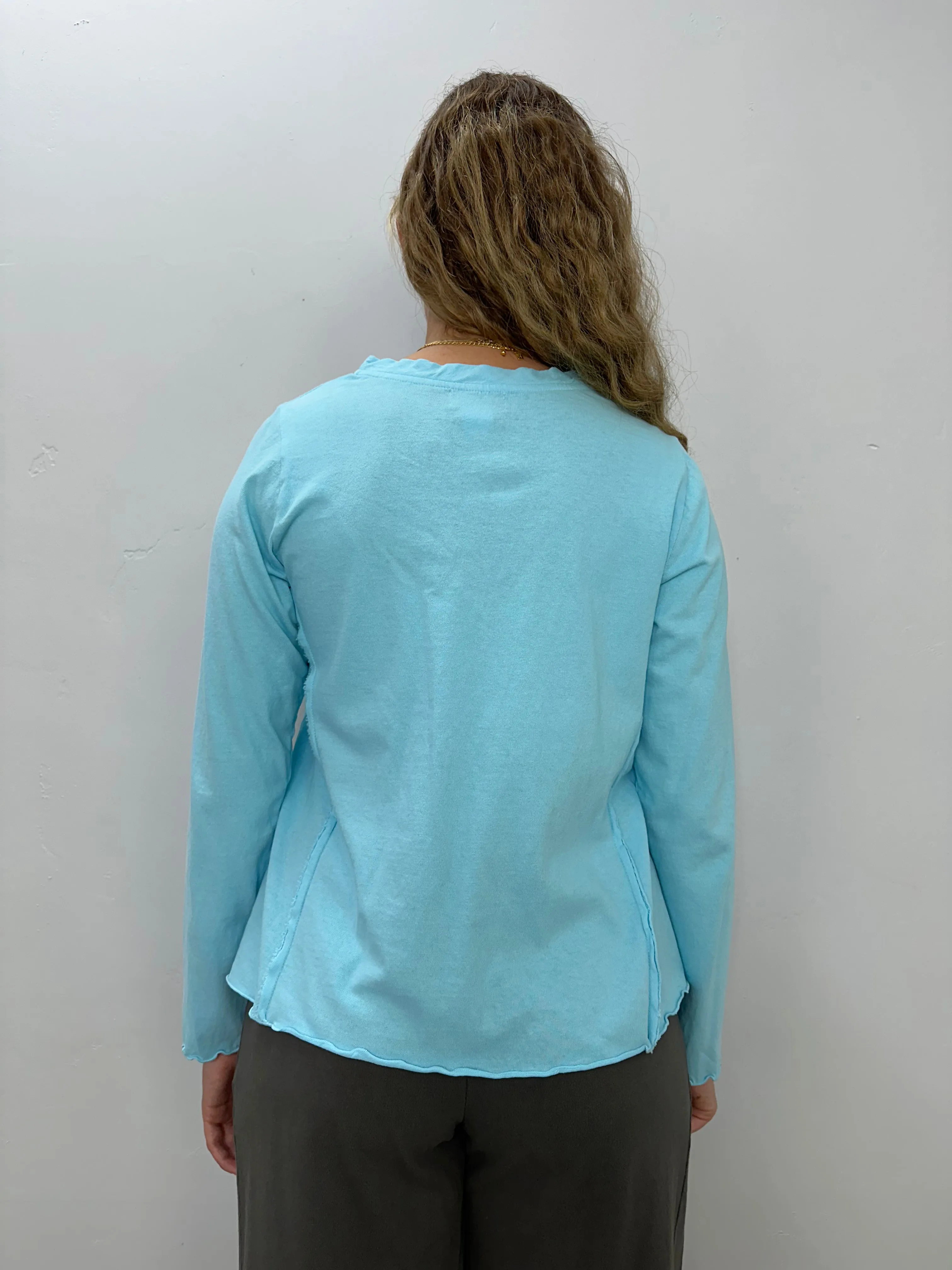 Arctic Blue Long Sleeve Cotton Top