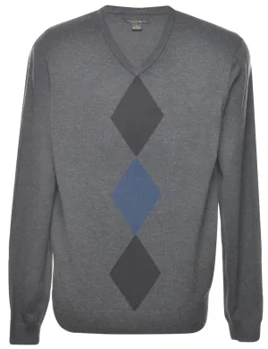 Argyle Dark Grey Jumper - M