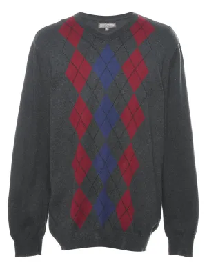 Argyle Dark Grey Jumper - XL