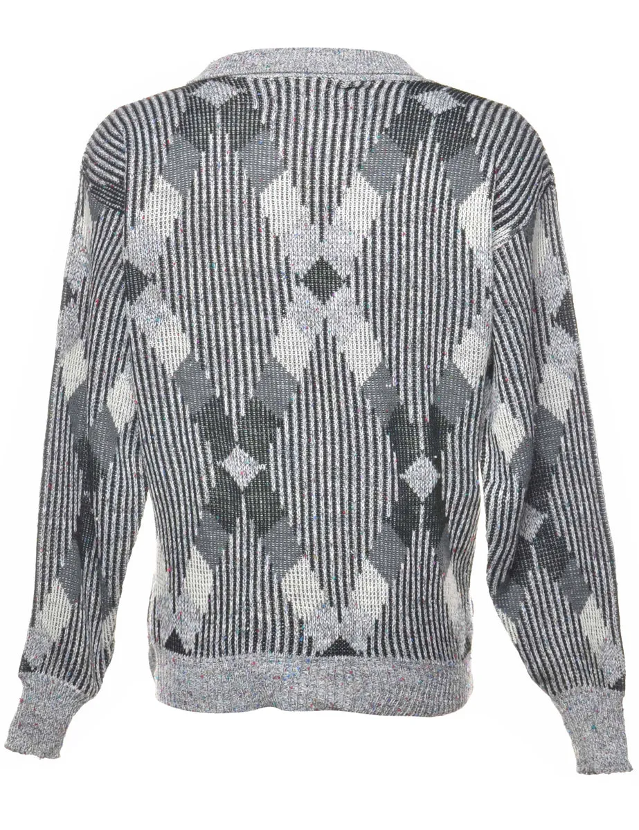 Argyle Grey Jumper - M