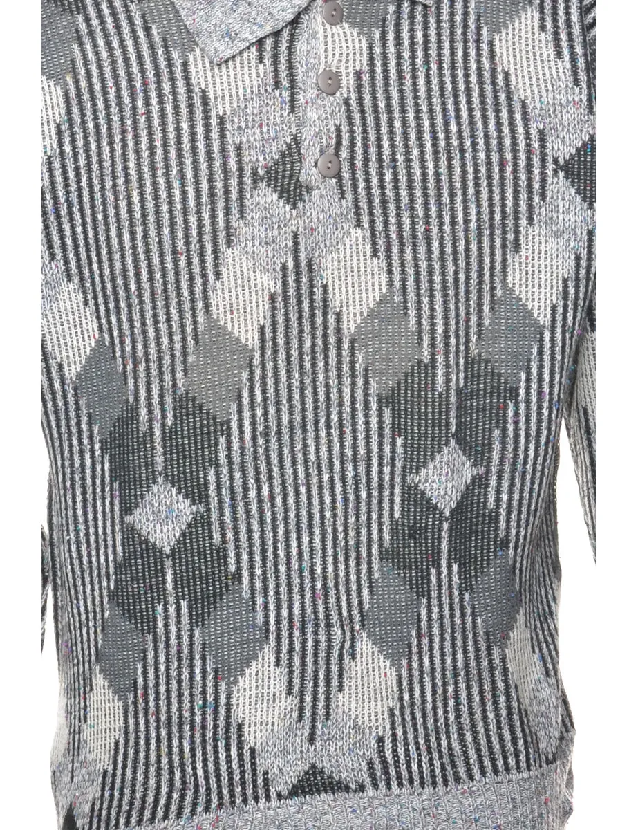 Argyle Grey Jumper - M