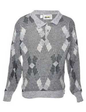 Argyle Grey Jumper - M