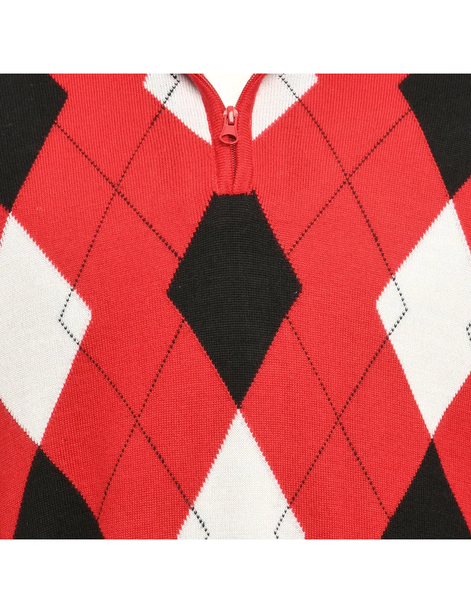 Argyle Long Sleeved Jumper - M