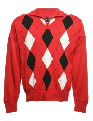 Argyle Long Sleeved Jumper - M