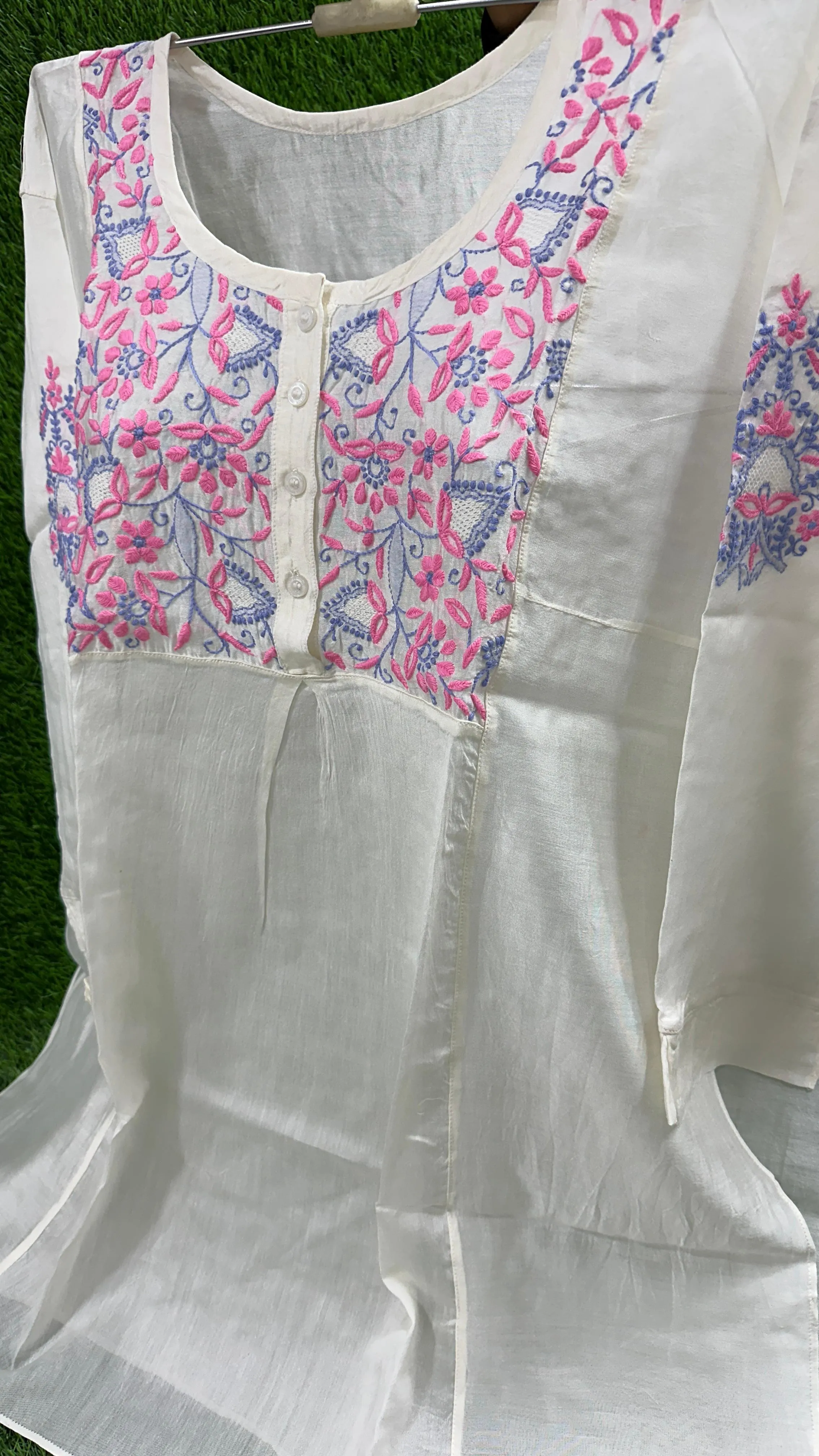 Beautiful Soft Pure Chanderi Silk Short Tunic Style Kurti