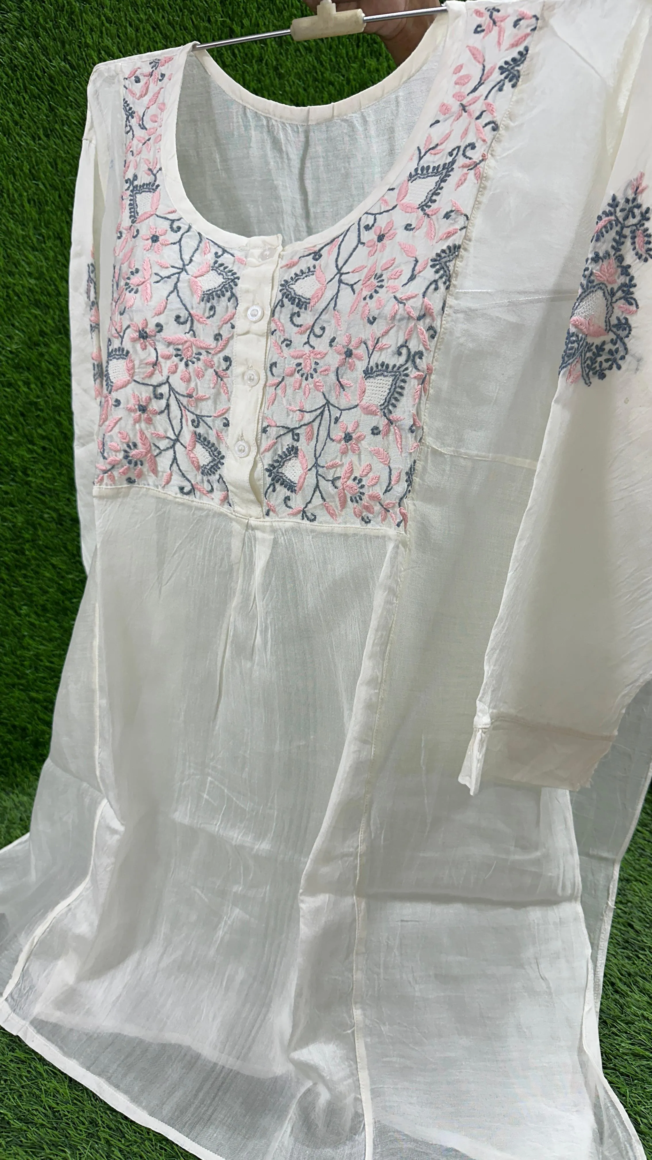 Beautiful Soft Pure Chanderi Silk Short Tunic Style Kurti