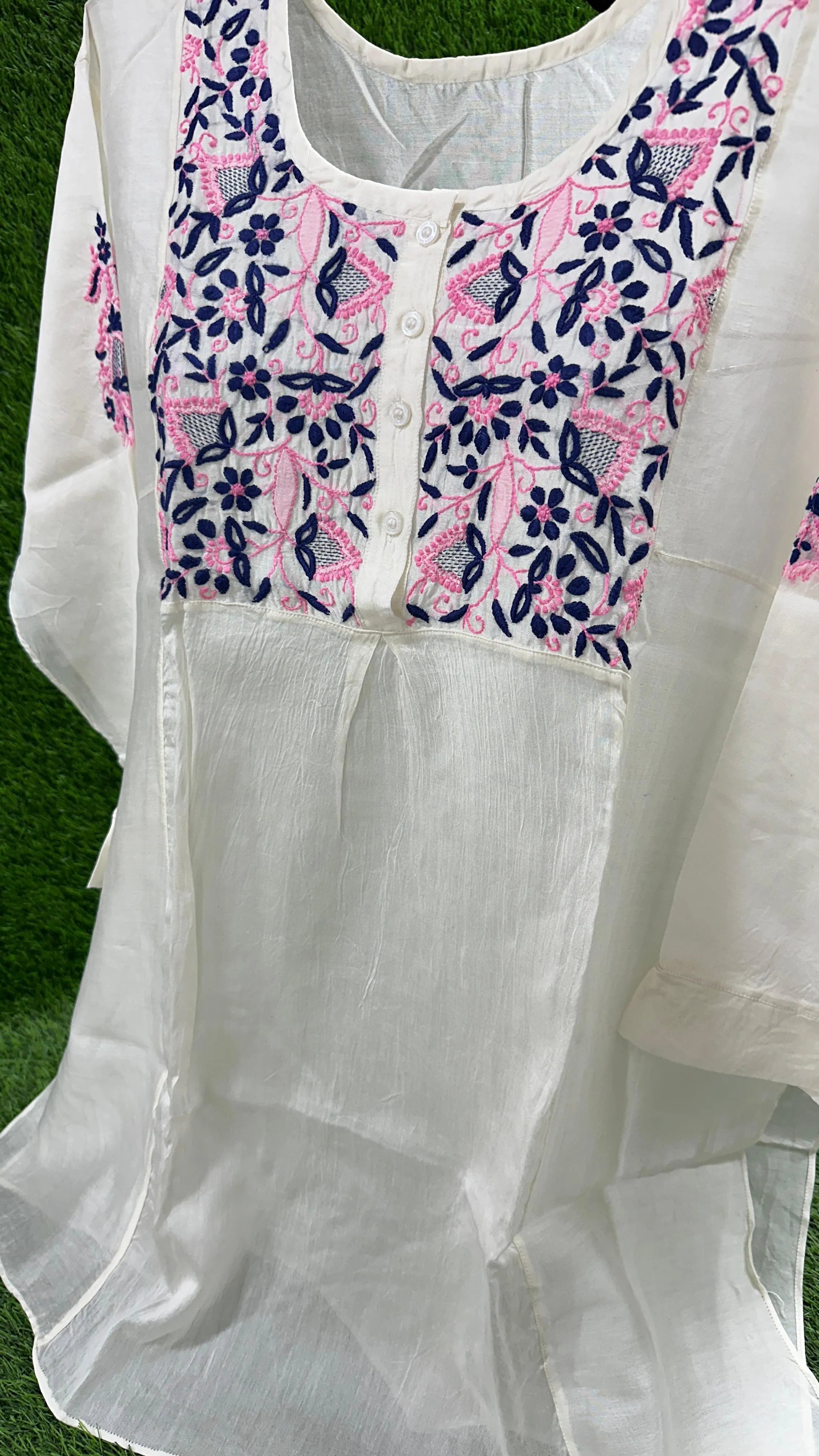 Beautiful Soft Pure Chanderi Silk Short Tunic Style Kurti