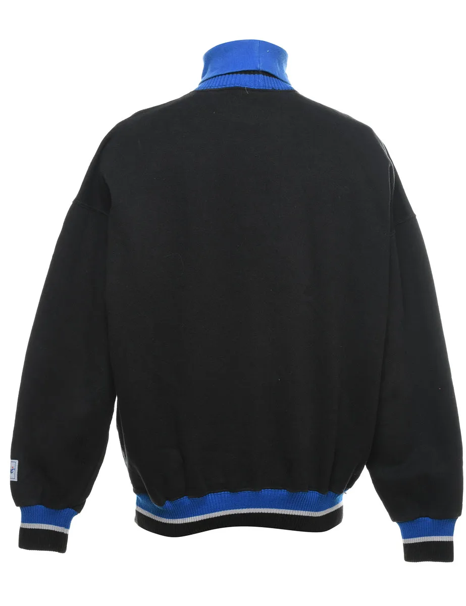 Black & Blue Magic Design Turtleneck Printed Sweatshirt - XL
