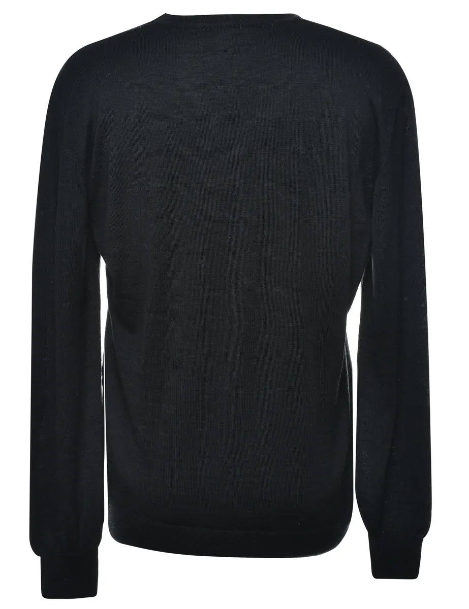 Black Argyle Jumper - L