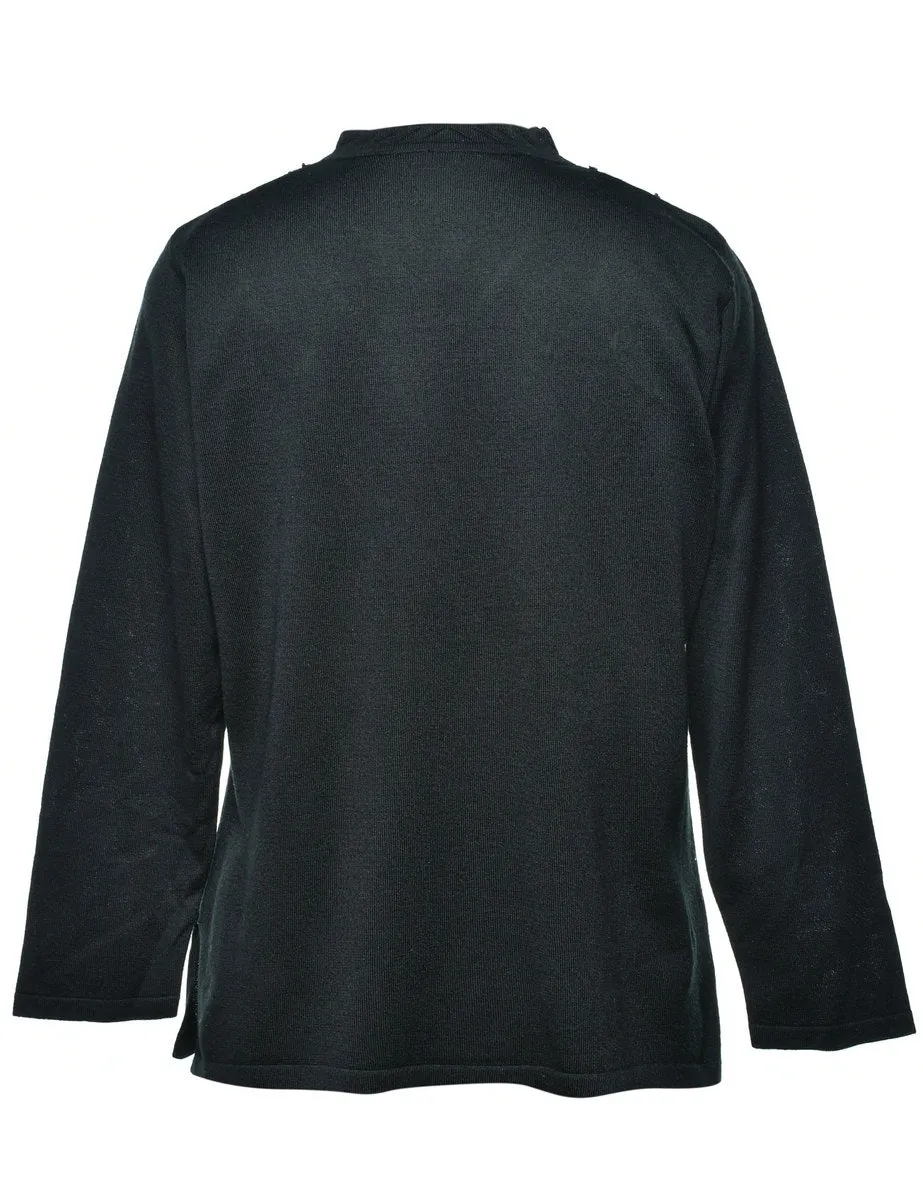 Black Beaded Jumper - M