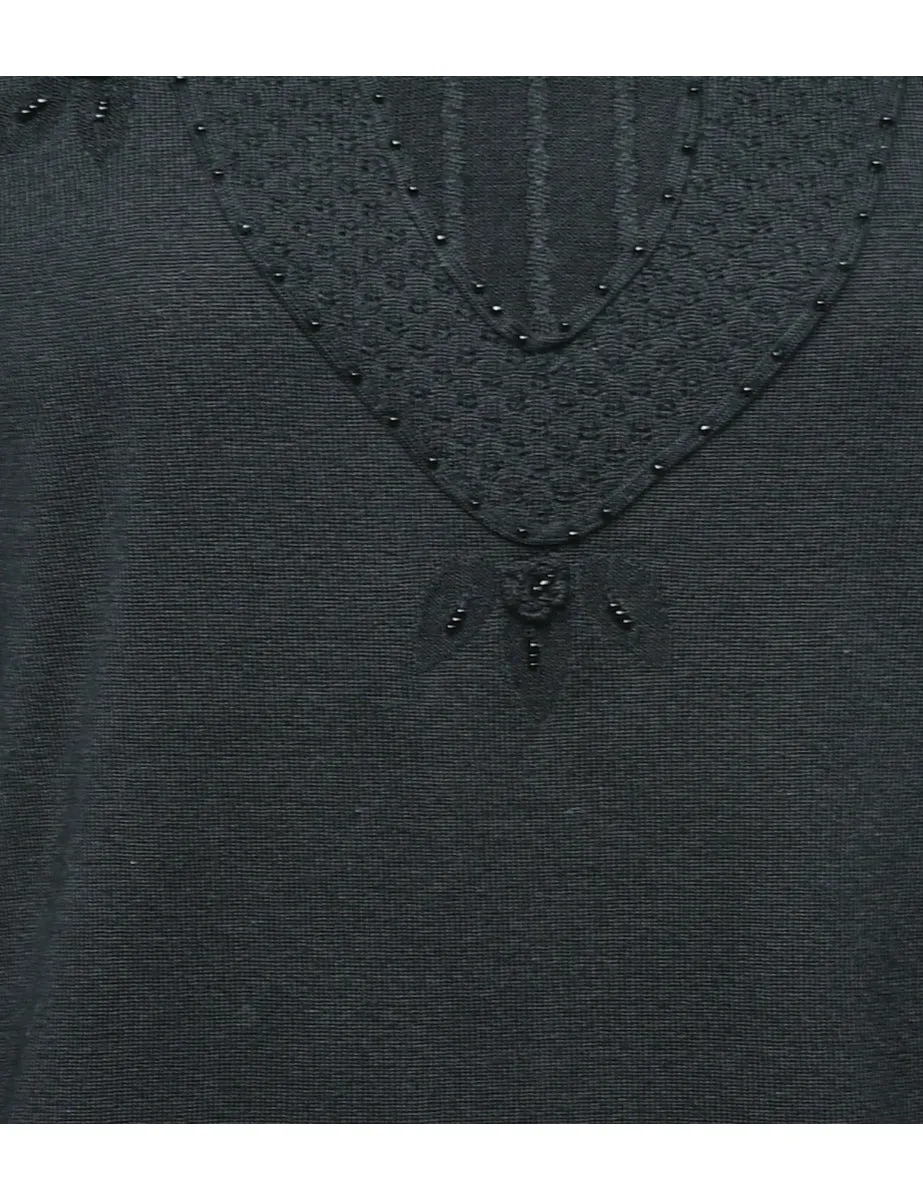 Black Beaded Jumper - M