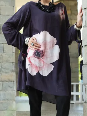 Black Silk Viscose Tunic - AWP-LK-291