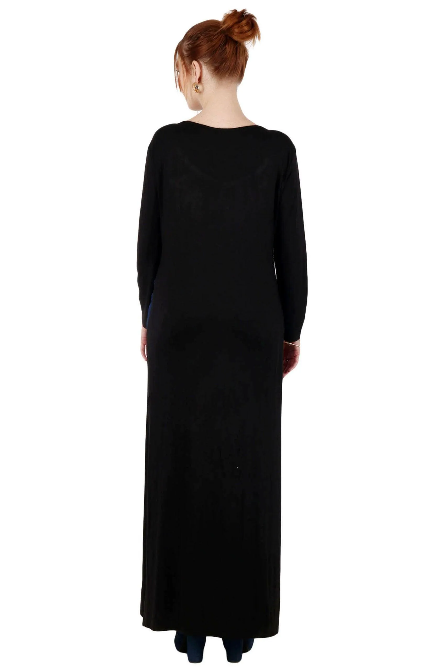 Black Solid Long Side Slit Tunic