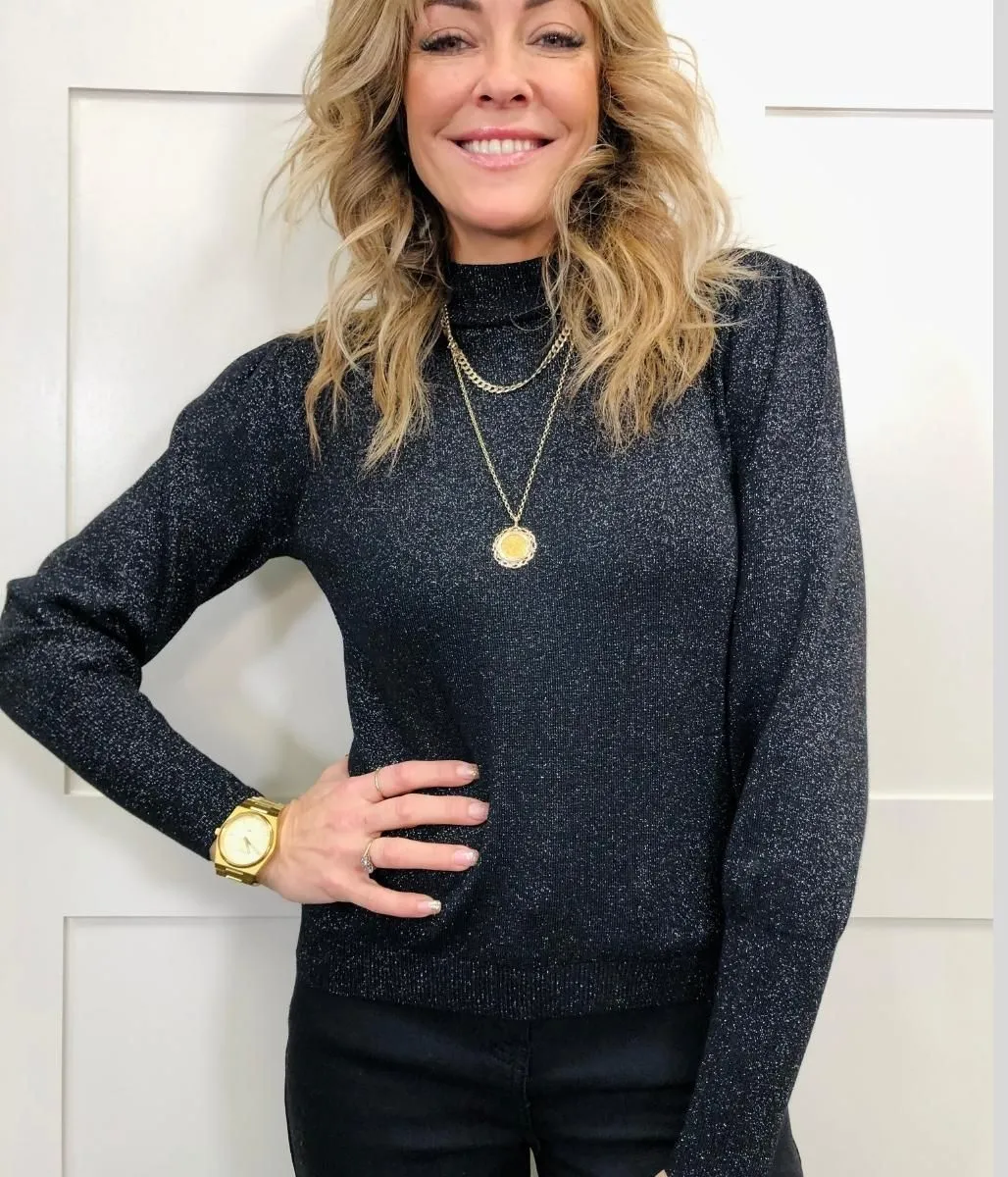 Black Sparkly Turtle Neck Jumper