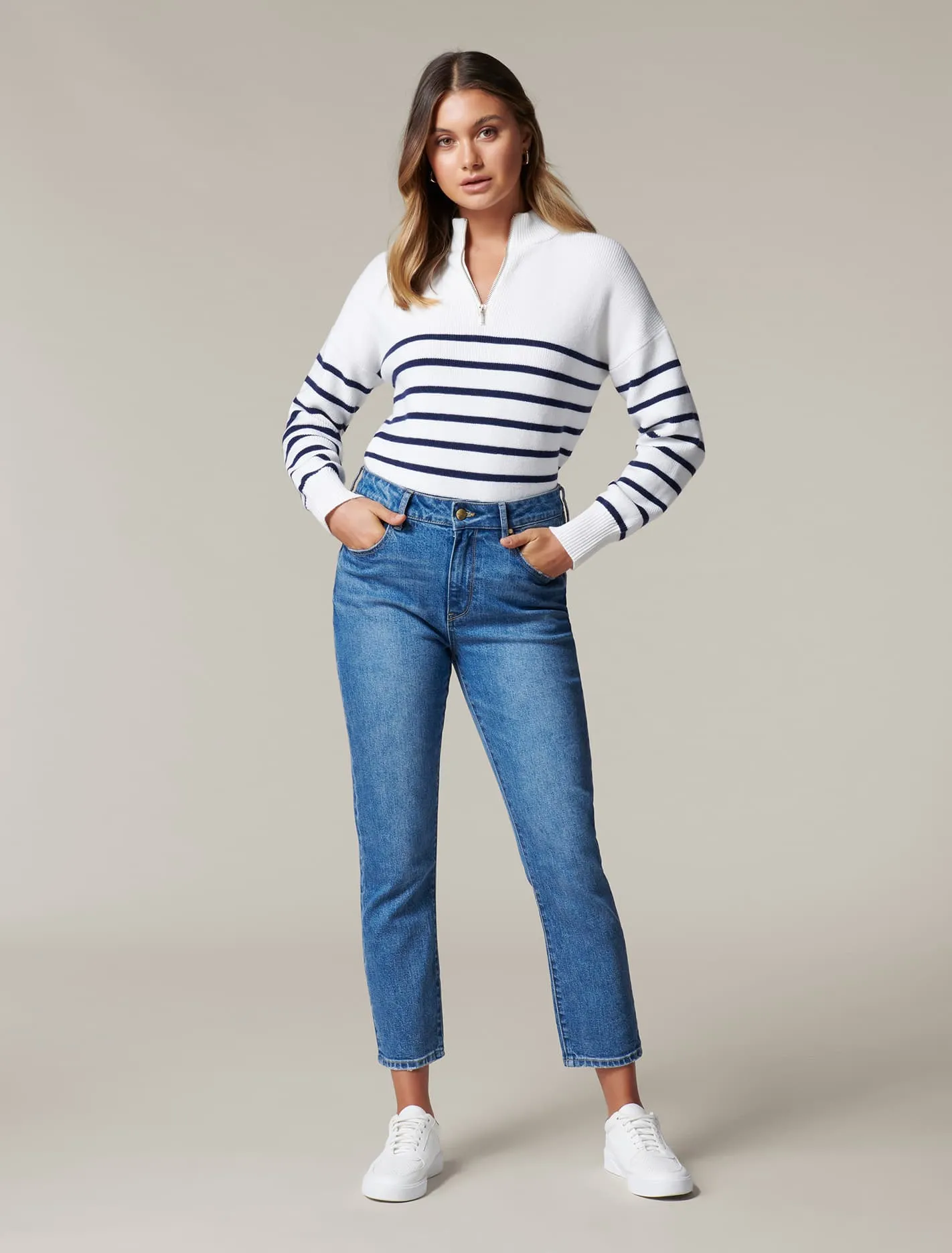 Blake Zip Stripe Knit Jumper