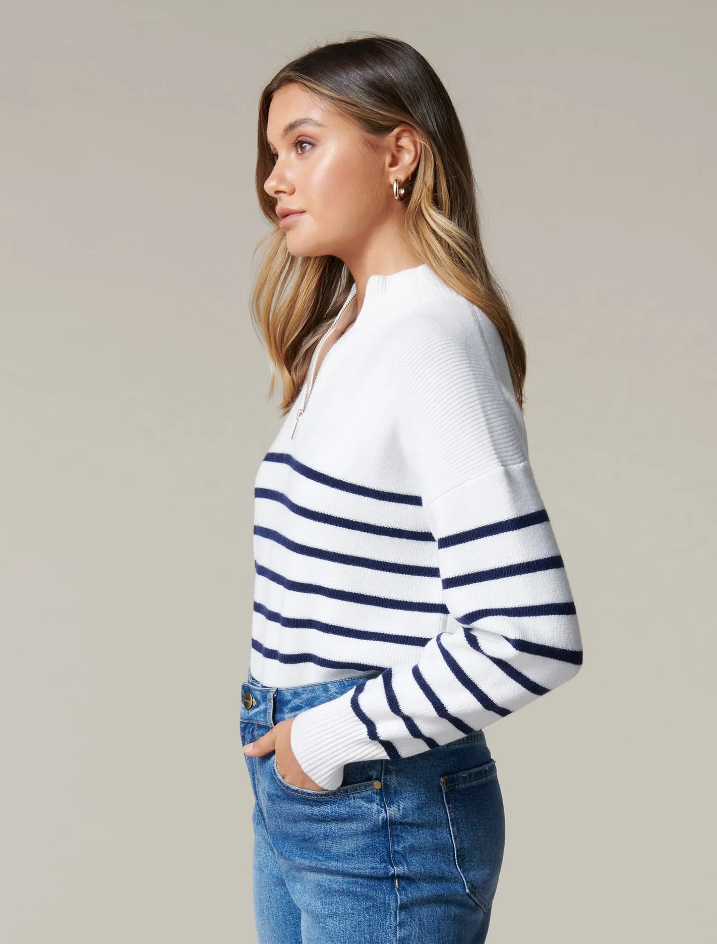 Blake Zip Stripe Knit Jumper