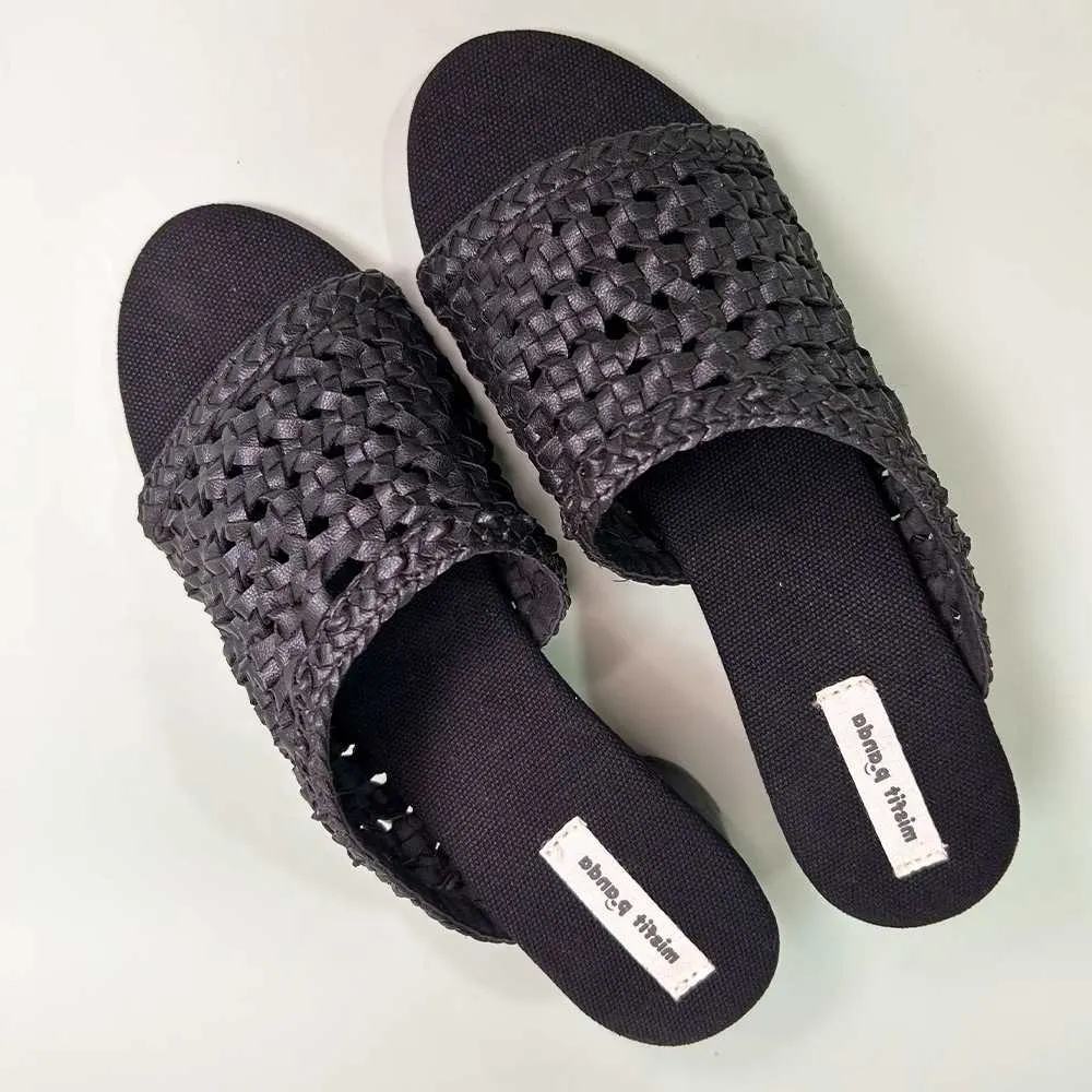 Block Heeled Mules for Women | Sturdy and Chic Cactus Leather | Black