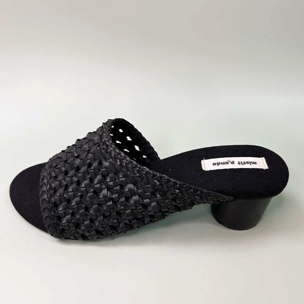 Block Heeled Mules for Women | Sturdy and Chic Cactus Leather | Black