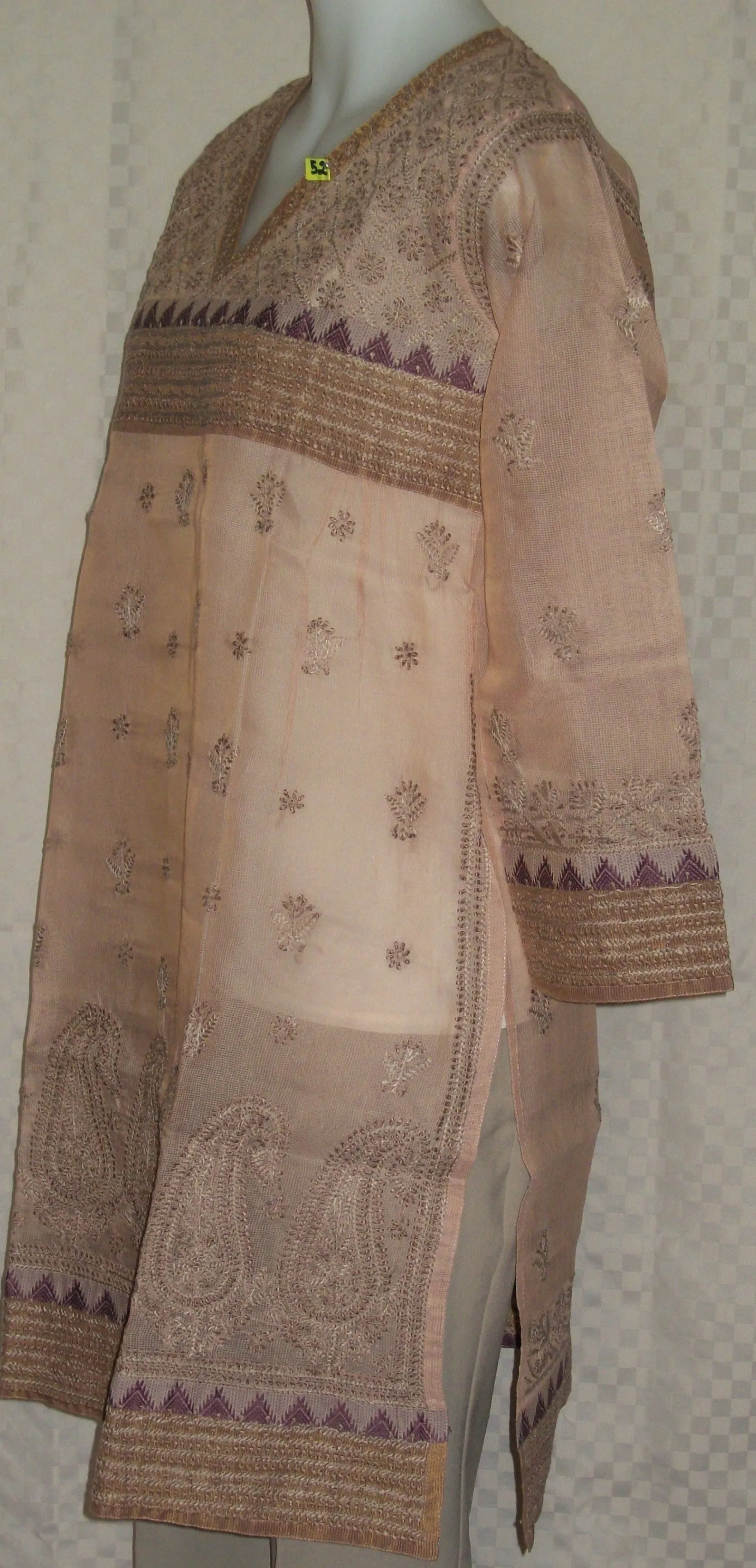 Blouse 052 Pink Cotton Kurti Tunic Shirt Kameez Medium Size