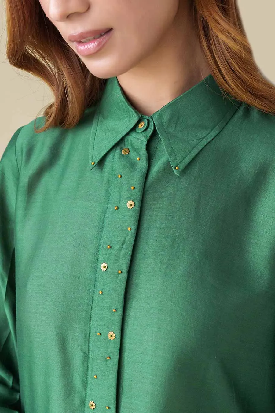 Bottle Green Embellished Tunic & Pants (Set of 2)