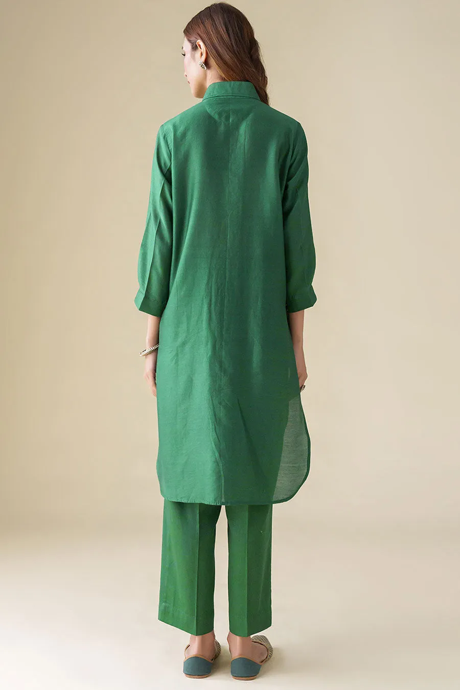 Bottle Green Embellished Tunic & Pants (Set of 2)