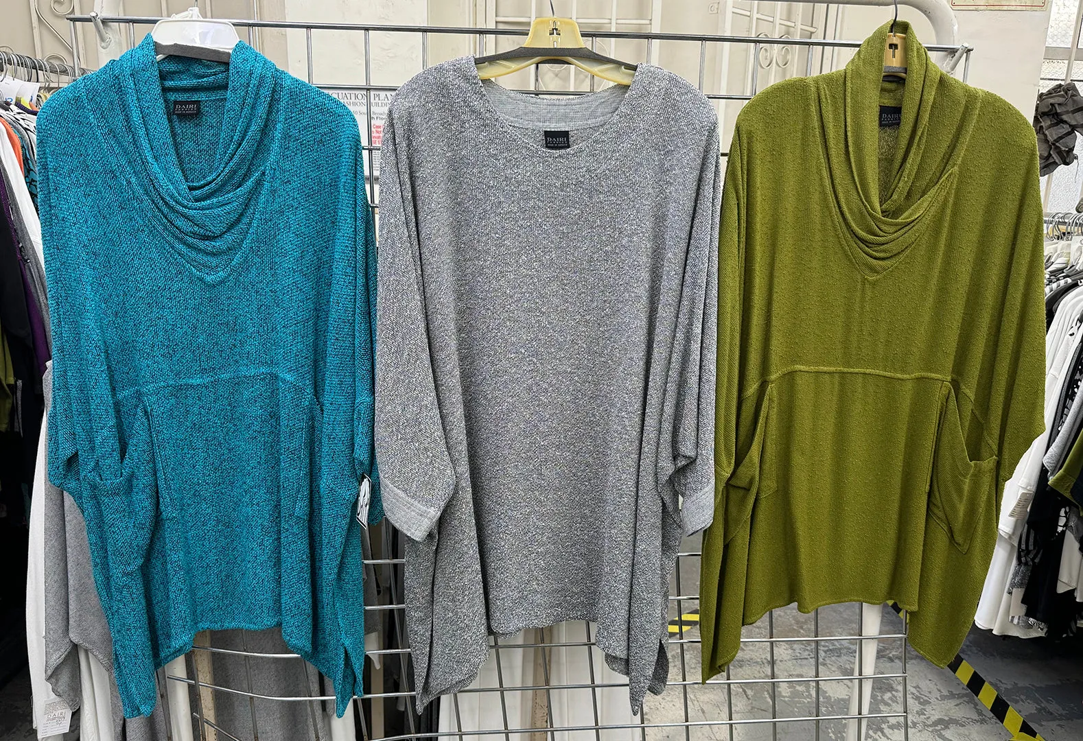 British Taupe Boucle Double Weave Dairi Fashions Nobi Pocket Tunic Top Cowl Plus  Boho Sml-7x