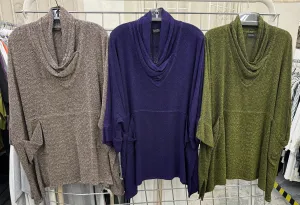 British Taupe Boucle Double Weave Dairi Fashions Nobi Pocket Tunic Top Cowl Plus  Boho Sml-7x