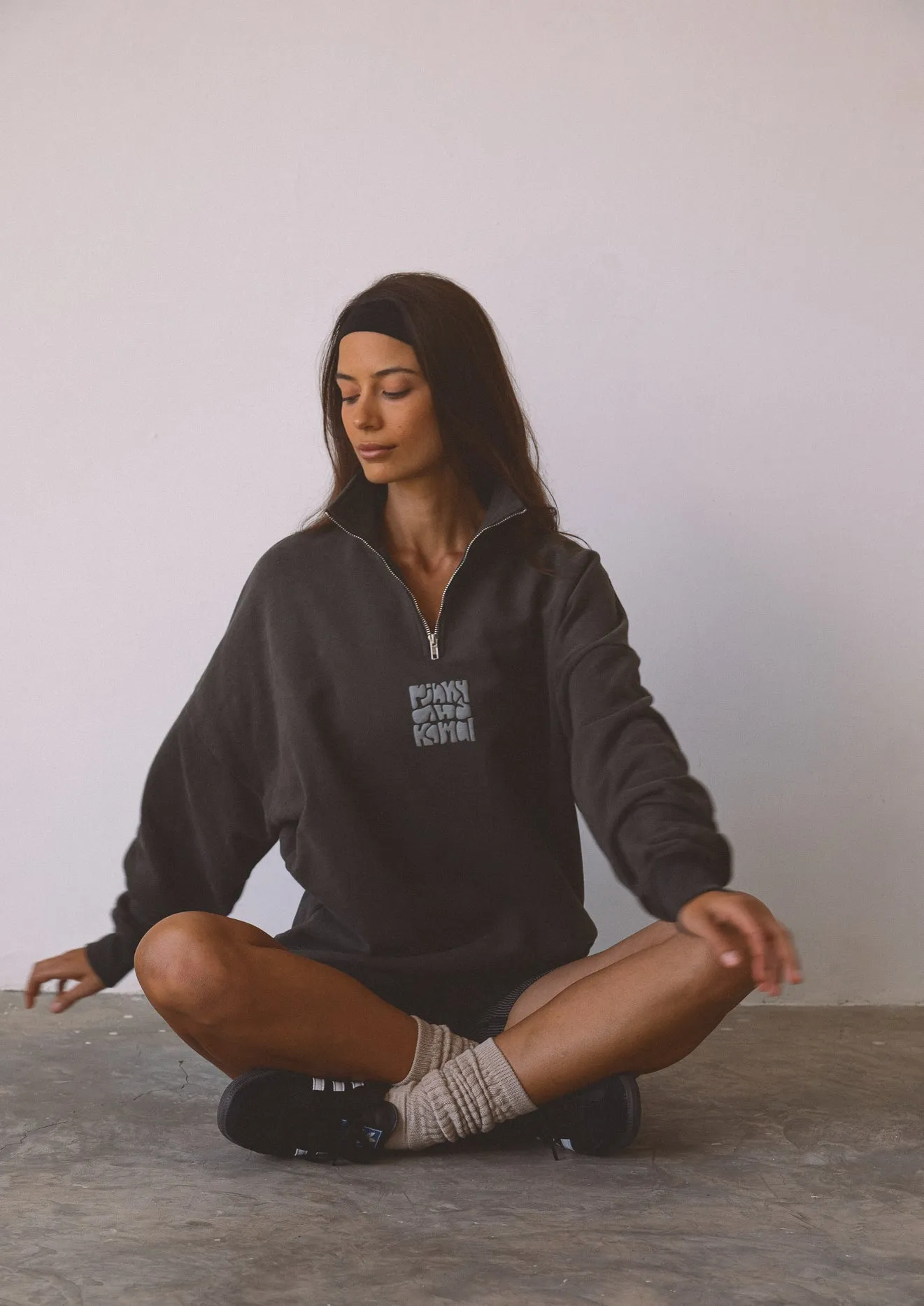 Bubble logo 1/4 zip sweatshirt - Slate