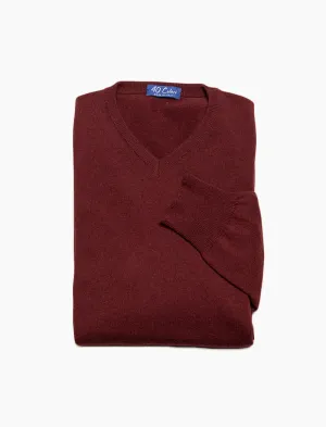 Burgundy V Neck Cashmere Jumper