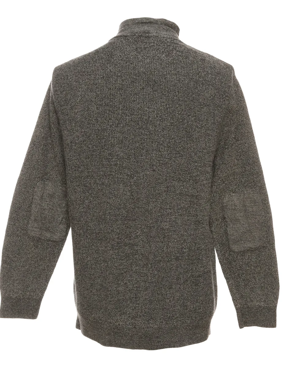Button Through Dark Grey Jumper - L