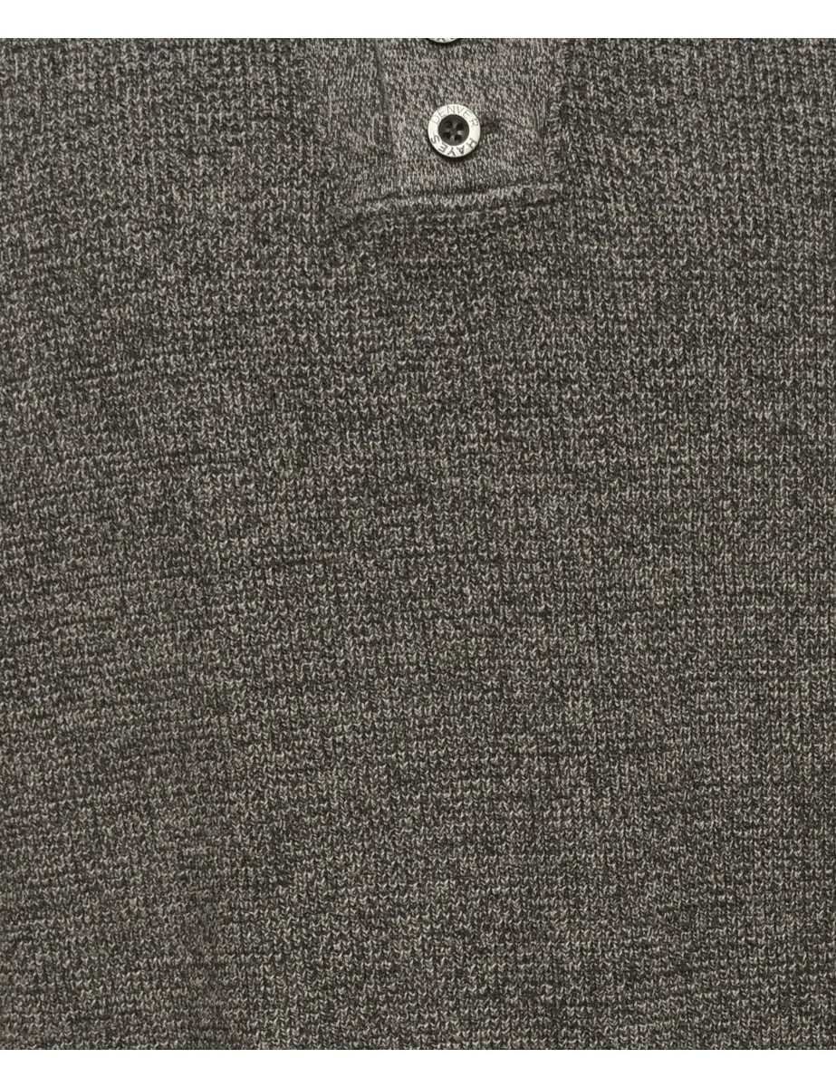 Button Through Dark Grey Jumper - L
