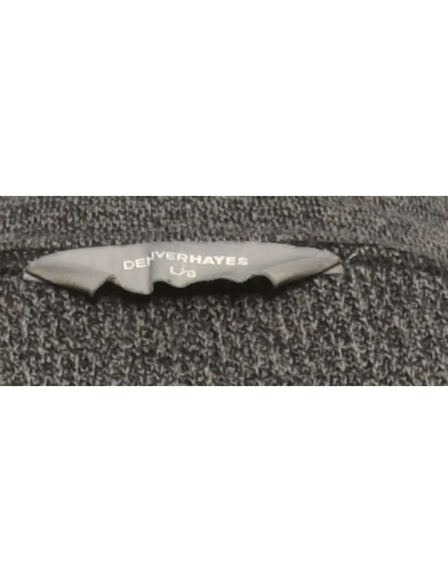 Button Through Dark Grey Jumper - L