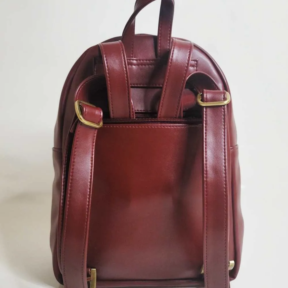 Cactus Leather Cherry Coloured Backpack | Everyday Travel Bag