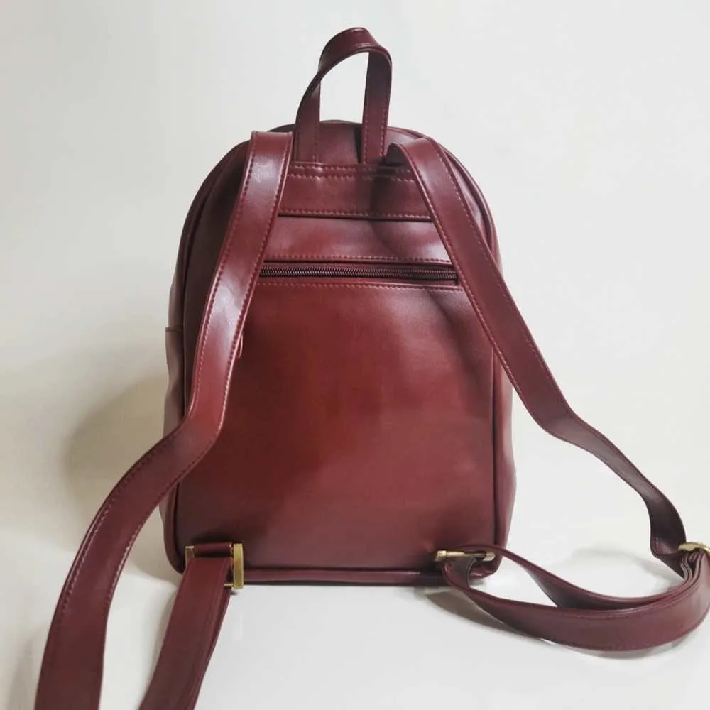 Cactus Leather Cherry Coloured Backpack | Everyday Travel Bag
