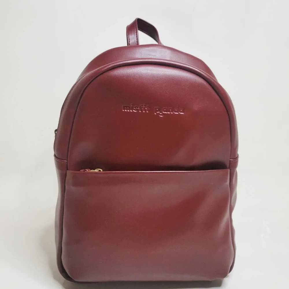 Cactus Leather Cherry Coloured Backpack | Everyday Travel Bag