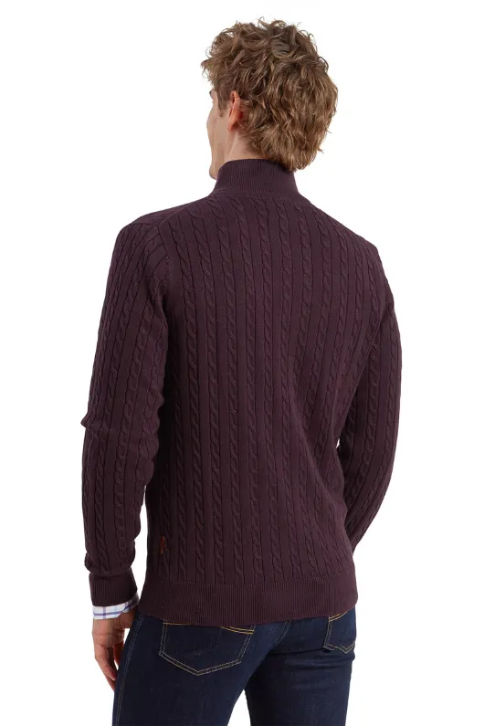 Calton Cotton Cashmere Cable 1/4 Zip Jumper