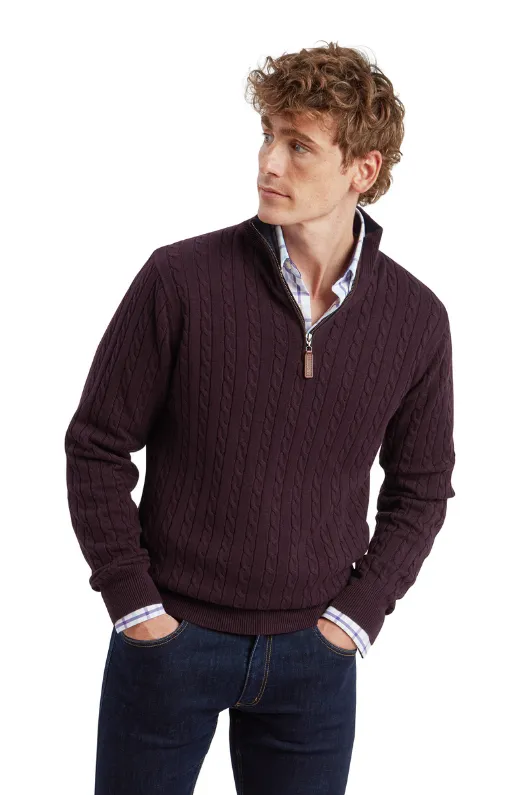 Calton Cotton Cashmere Cable 1/4 Zip Jumper
