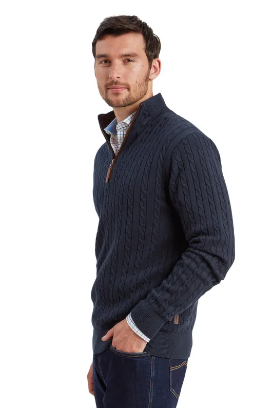 Calton Cotton Cashmere Cable 1/4 Zip Jumper