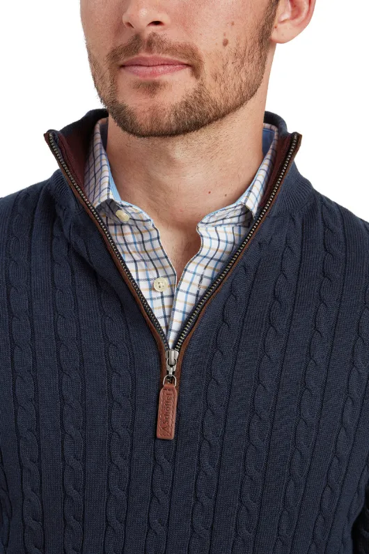Calton Cotton Cashmere Cable 1/4 Zip Jumper
