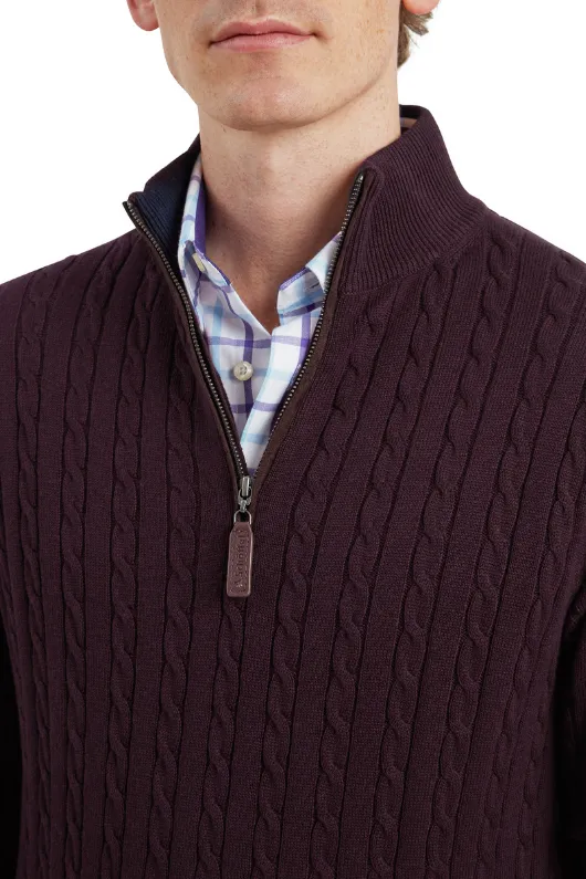 Calton Cotton Cashmere Cable 1/4 Zip Jumper