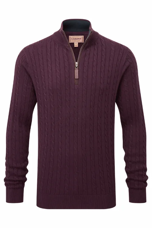 Calton Cotton Cashmere Cable 1/4 Zip Jumper