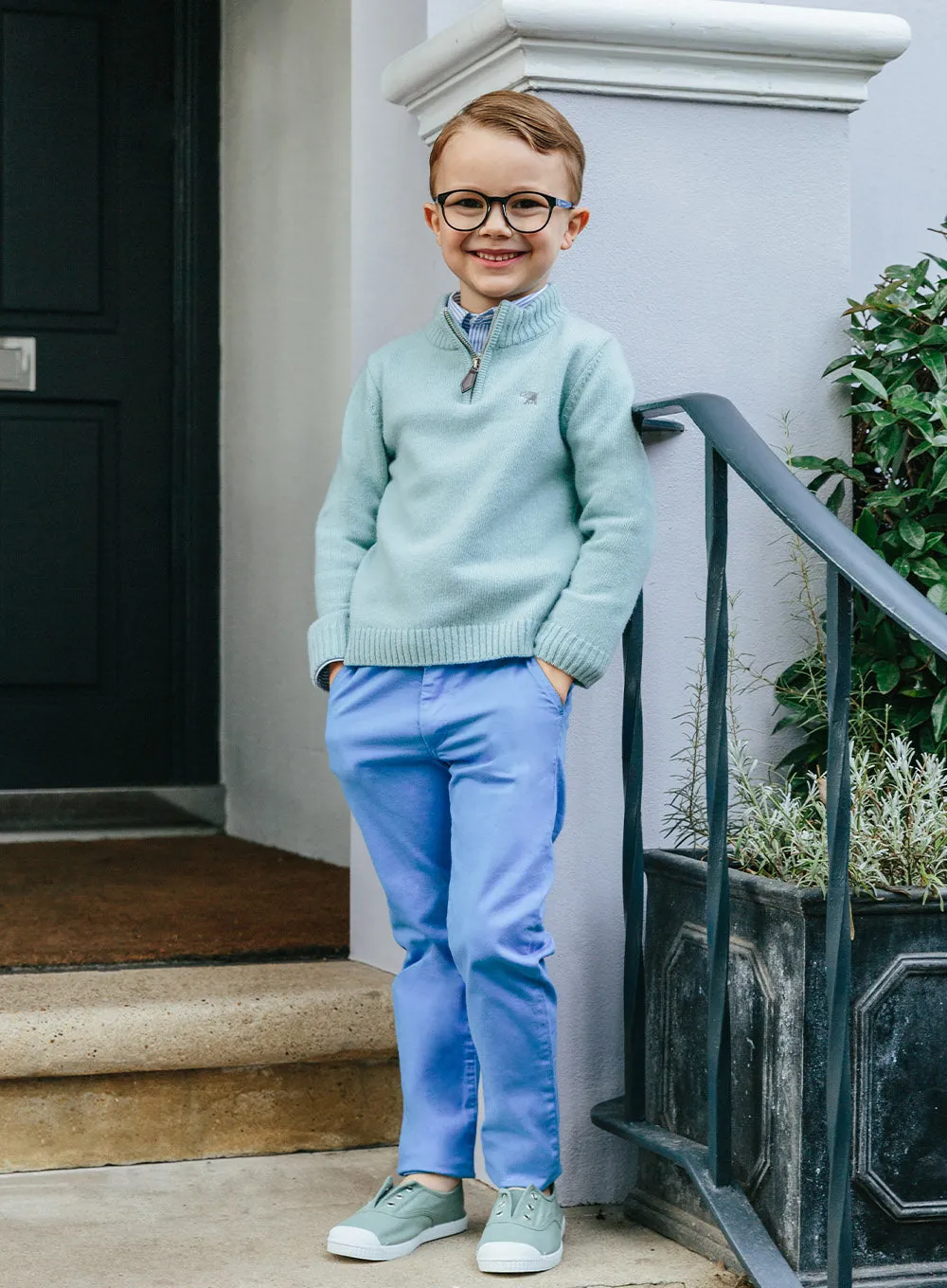 Calum Half-Zip Jumper in Sage Green